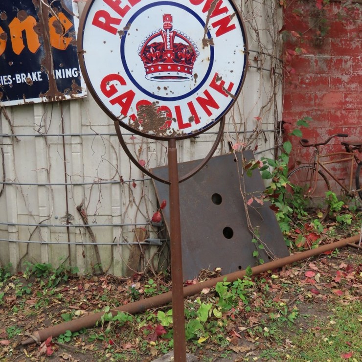 Red Crown Porcelain Double Sided Sign on Stand