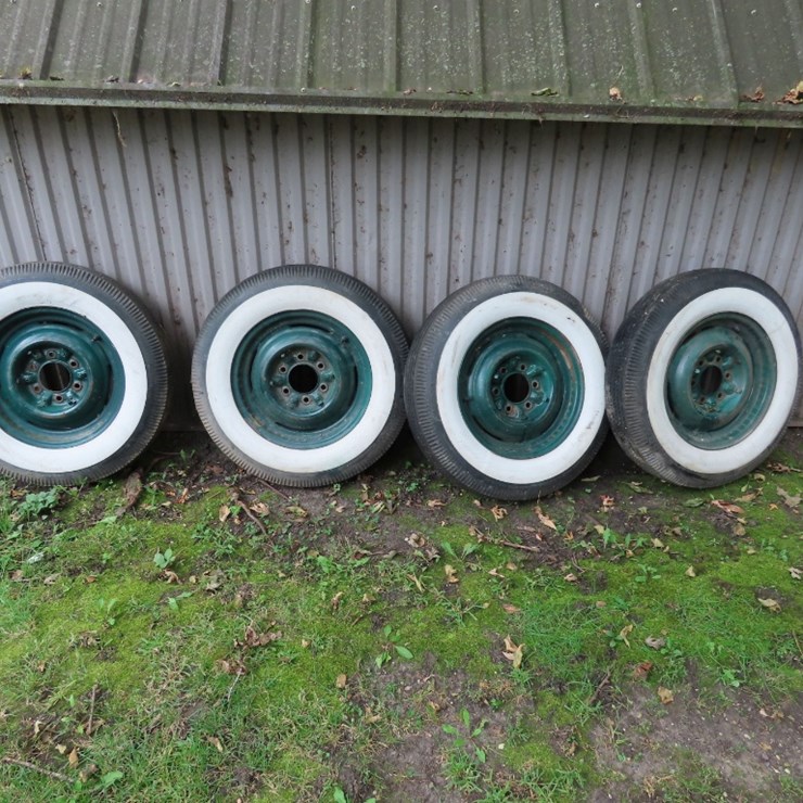1950 Chevrolet 16 Inch Rims with Wide White Wall Tires