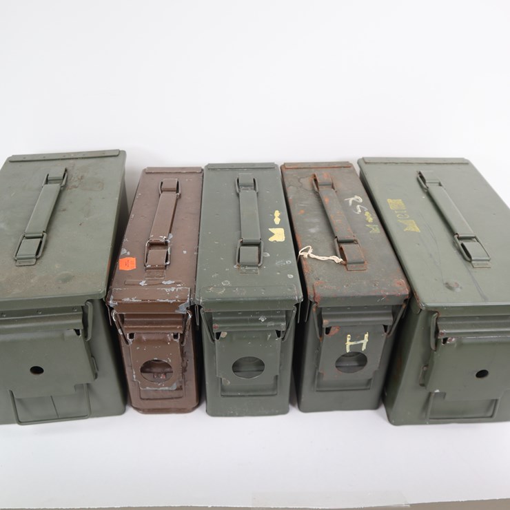 #45 • #4064 • (5) Metal Ammo Cans 50cal and 7.62 NATO