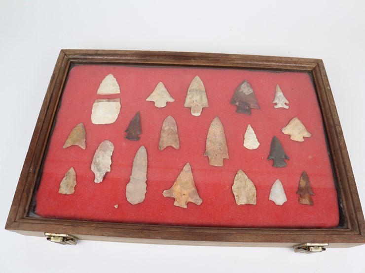#106-•-#4176-•-(19)-framed-repaired-native-american-artifacts-image-1