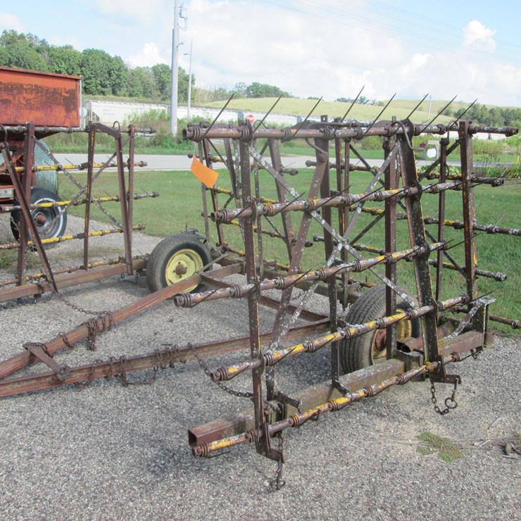 #5031 • (4) Section Spring Tooth Drag on Cart