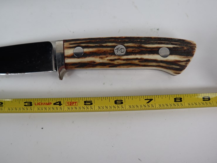 #78-•-#4250-•-ted-m-dowell-custom-fixed-blade-hunting-knife-with-stag-handle-and-leather-sheath-image-5