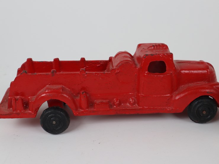 #38-•-#4201-•-(3)-antique-cast-iron-toys-featuring-fire-truck,-tractor-and-motorbike-image-5