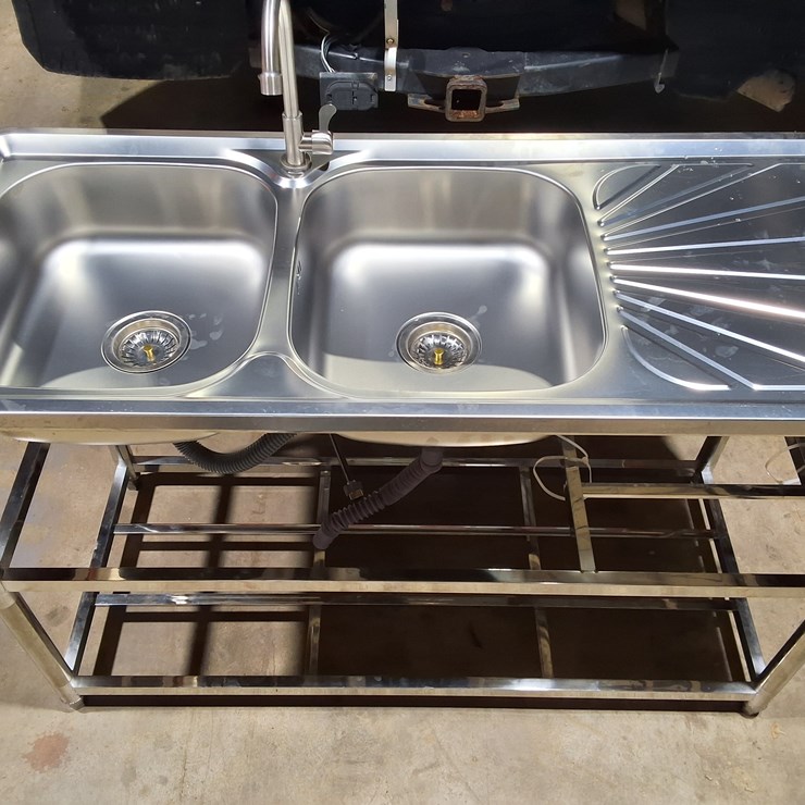 #500 • 2 BASIN STAINLESS STEEL SINK WITH FAUCET