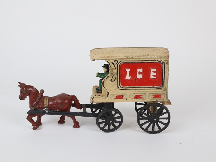 #39-•-#4203-•-vintage-cast-iron-horse-drawn-ice-wagon-image-1