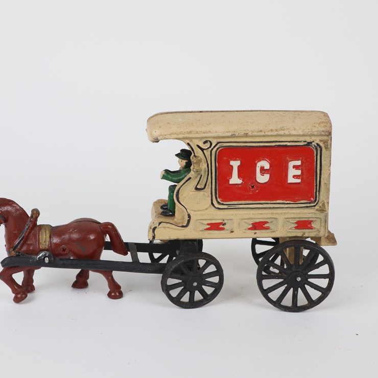 #39 • #4203 • Vintage Cast Iron Horse Drawn Ice Wagon