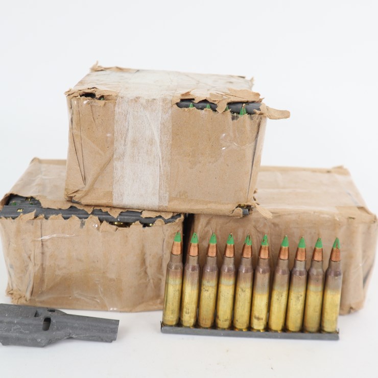 #46 • #4066 • (300rds) 5.56 NATO Green Tip Ammunition on Stripper Clips with Loader
