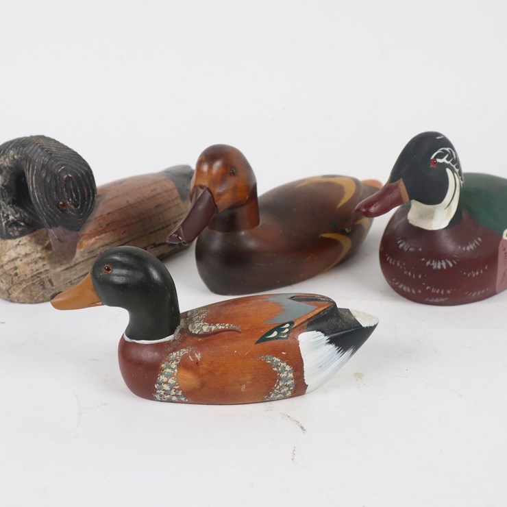#72 • #4253 • (4) Vintage Hand Painted Wood Duck Decoys