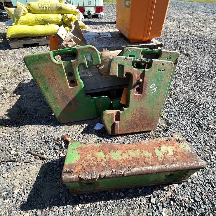 #1685 • (3) John Deere Tractor Weights with Front Bracket