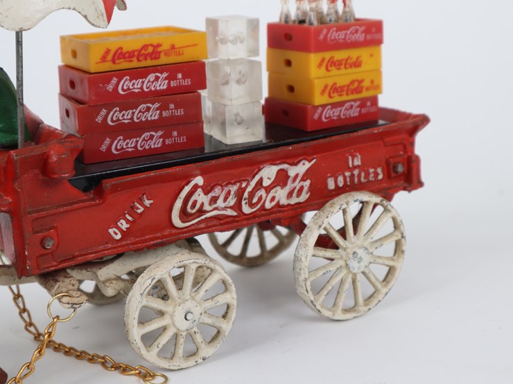 #103-•-#4202-•-vintage-coca-cola-14-bottles-horse-drawn-wagon-die-cast-collectible-image-9