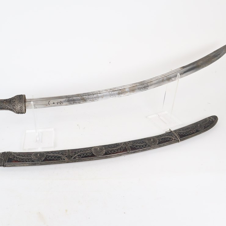 #32 • #4339 • 20th Century Russian Caucasian Niello Silver Shashka Sword