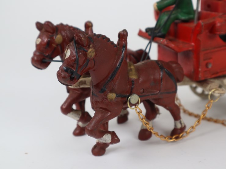 #103-•-#4202-•-vintage-coca-cola-14-bottles-horse-drawn-wagon-die-cast-collectible-image-10
