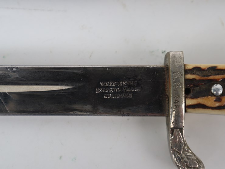 #84-•-#4277-•-wwii-german-police-dress-bayonet-with-stag-grip-13"-blade-and-17"-overall-length-image-4