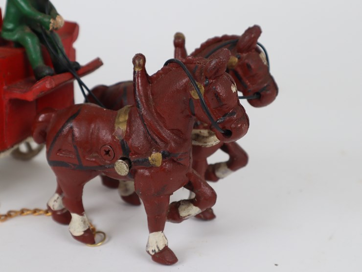 #103-•-#4202-•-vintage-coca-cola-14-bottles-horse-drawn-wagon-die-cast-collectible-image-7