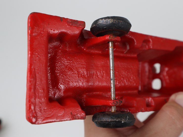 #38-•-#4201-•-(3)-antique-cast-iron-toys-featuring-fire-truck,-tractor-and-motorbike-image-7