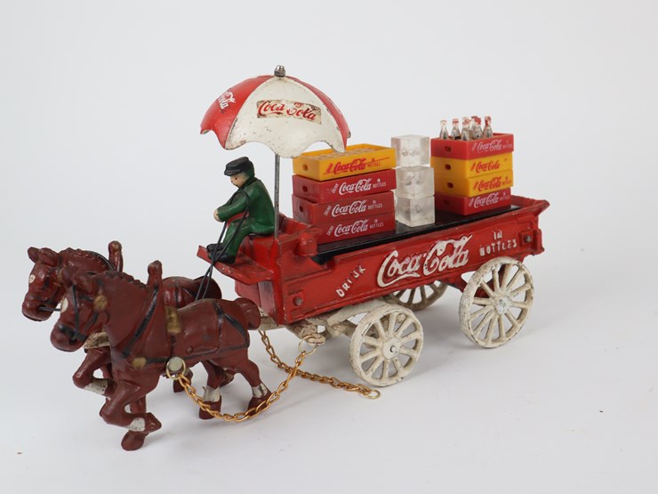 #103-•-#4202-•-vintage-coca-cola-14-bottles-horse-drawn-wagon-die-cast-collectible-image-8