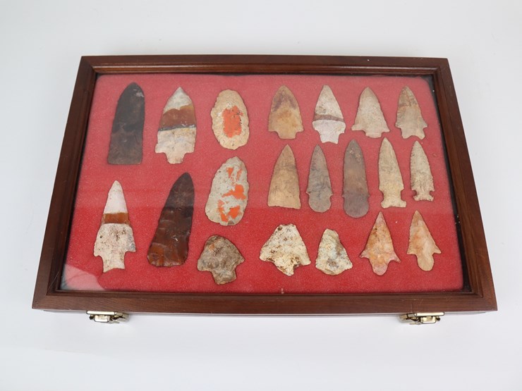 #69-•-#4175-•-(20)-framed-repaired-native-american-artifacts-image-1