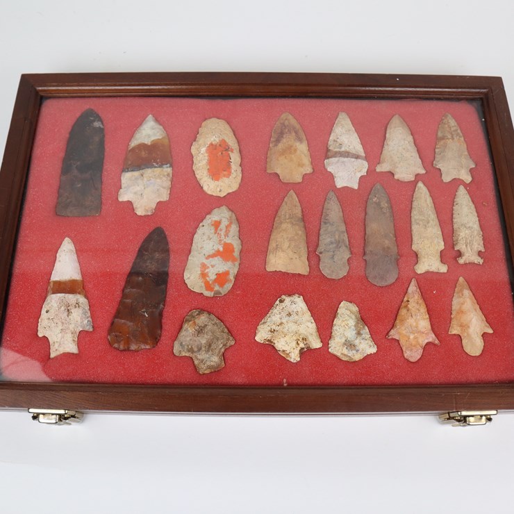 #69 • #4175 • (20) Framed Repaired Native American Artifacts