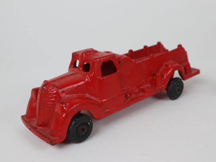 #38-•-#4201-•-(3)-antique-cast-iron-toys-featuring-fire-truck,-tractor-and-motorbike-image-6