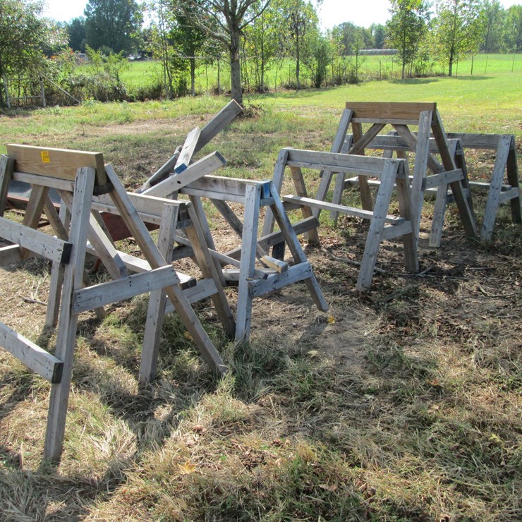 #29228 • Lot of (8) Wooden Sawhorses