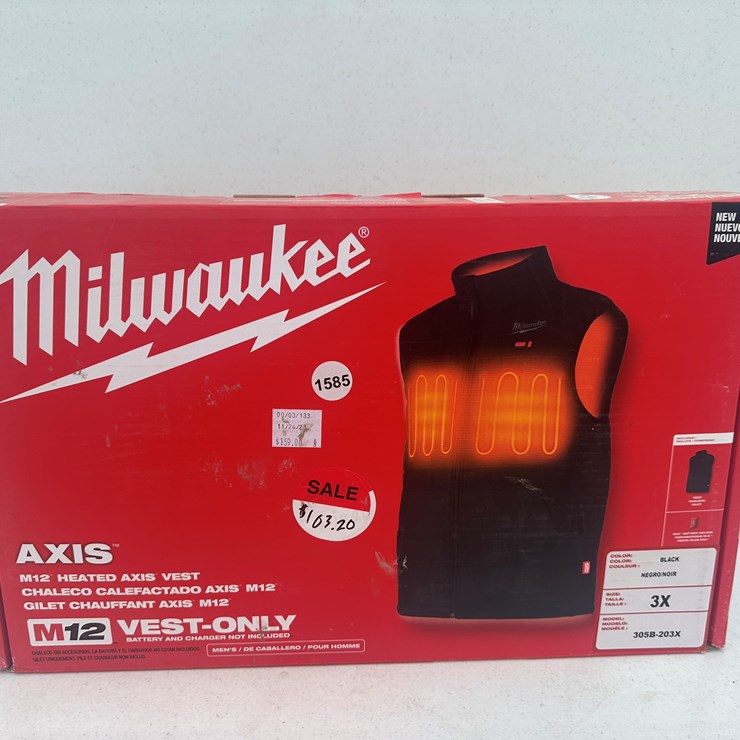 #1585 • Milwaukee M12™ Heated AXIS™ Vest (black) 3X Large