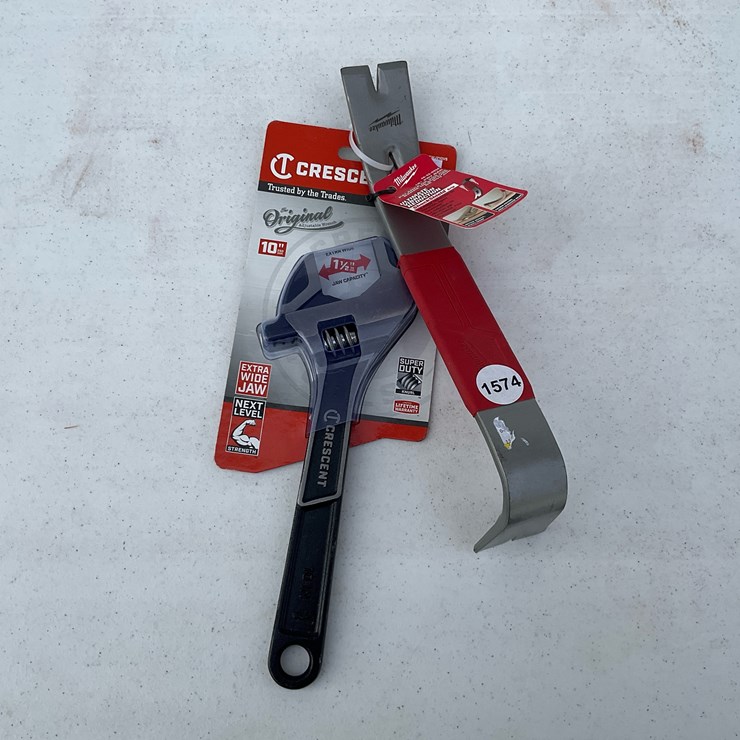 #1574 • Crescent Wrench And Milwaukee Pry Bar