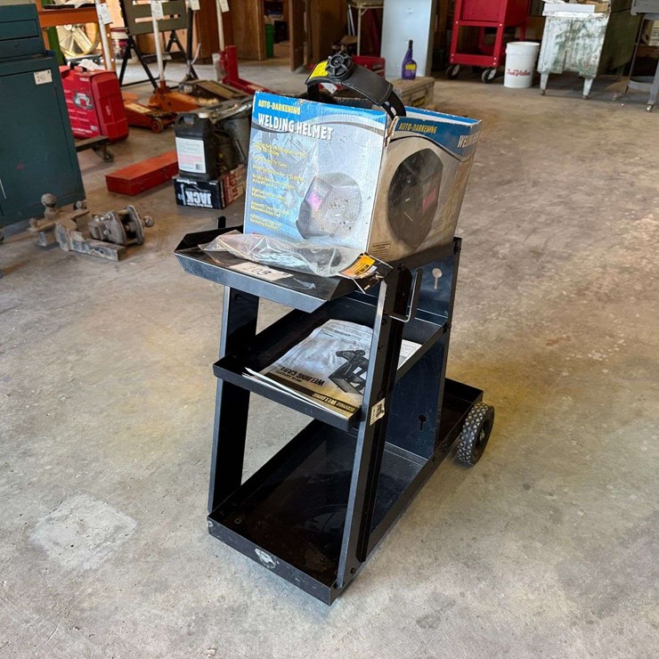 100lb Welding Cart and Auto-Darkening Welding Helmet