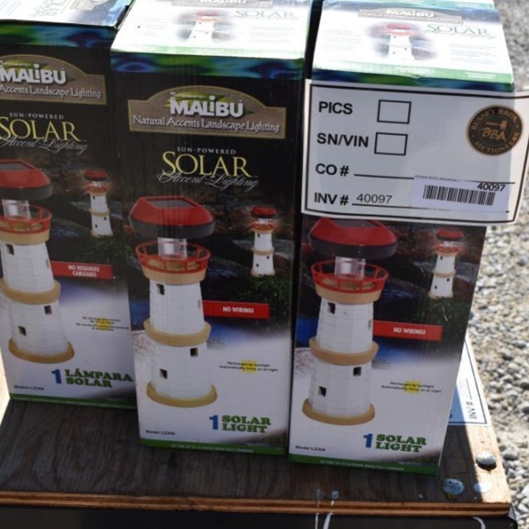 Malibu Solar Lighthouse Landscape Lights, Solar-Powered, Set of 8, No Wiring
