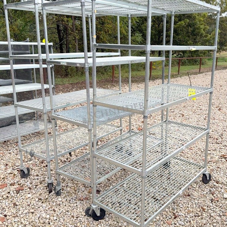 3 metal rolling shelves up to 4' long