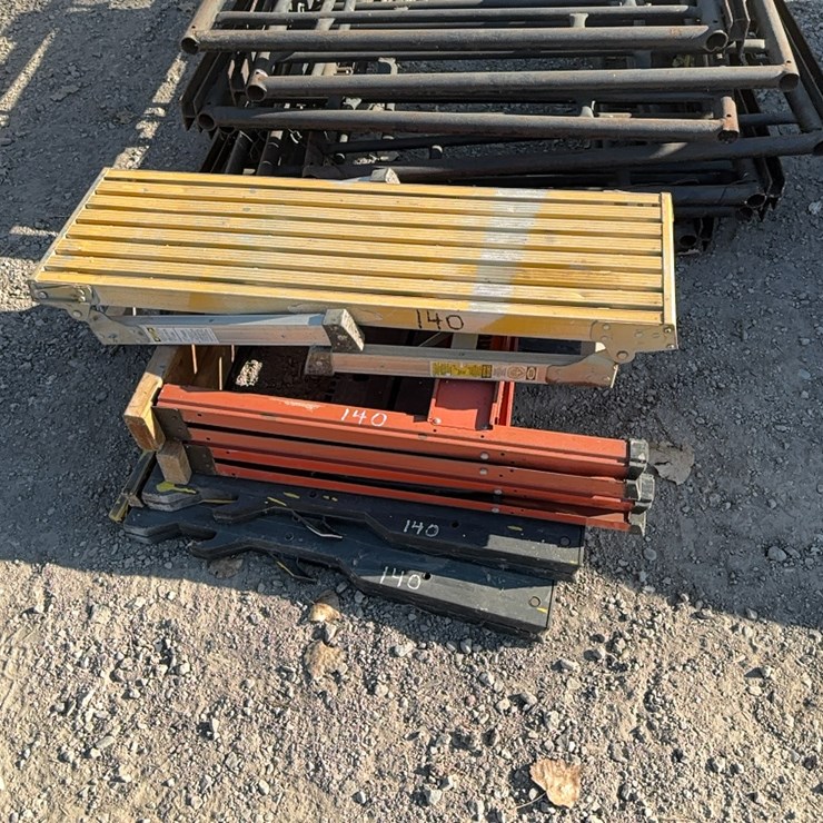 (4) FOLDING SAW HORSES & 1 FOLDING WORK BENCH SUPPORT EQUIPMENT