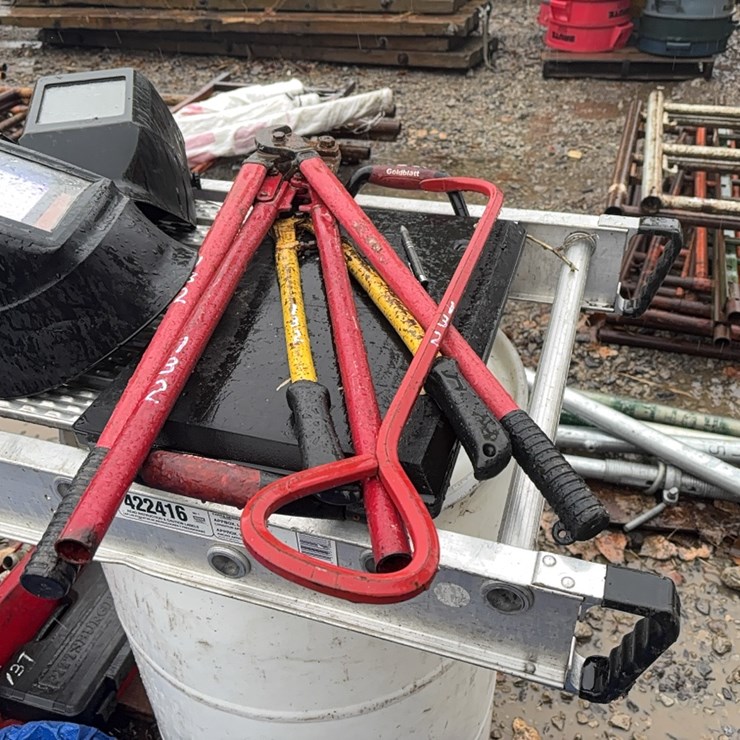 (4) BOLT CUTTERS AND A MANHOLE COVER HOOK SUPPORT EQUIPMENT
