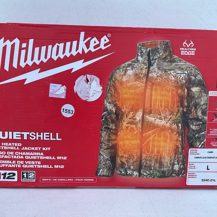 #1553 • Milwaukee M12 Camo QUIETSHELL Heated Jacket Without Battery (LARGE)