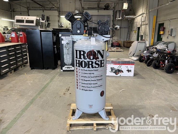 iron-horse-6hp-60-gal-shop-air-compressor,-v-twin-cast-iron-pump,-hi-flo-135-psi,-11.2cm-(1-yr-factory-warranty)-image-2