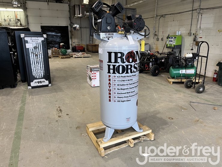 iron-horse-6hp-60-gal-shop-air-compressor,-v-twin-cast-iron-pump,-hi-flo-135-psi,-11.2cm-(1-yr-factory-warranty)-image-1