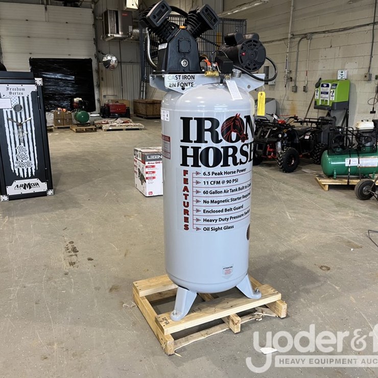 Iron Horse 6HP 60 Gal Shop Air Compressor, V-Twin Cast Iron Pump, HI-FLO-135 PSI, 11.2CM (1 Yr Factory Warranty)