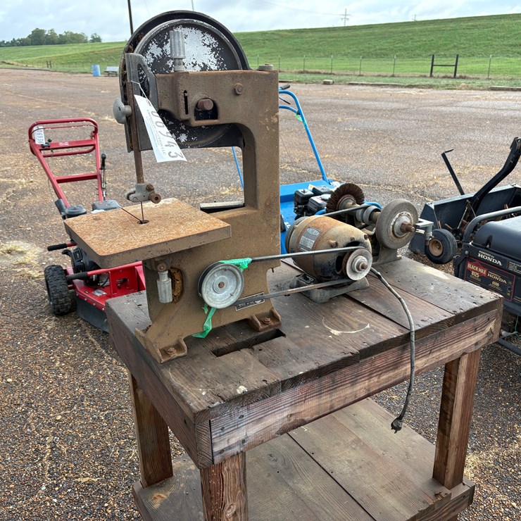 #6943 • Work Table with Bandsaw & Grinder