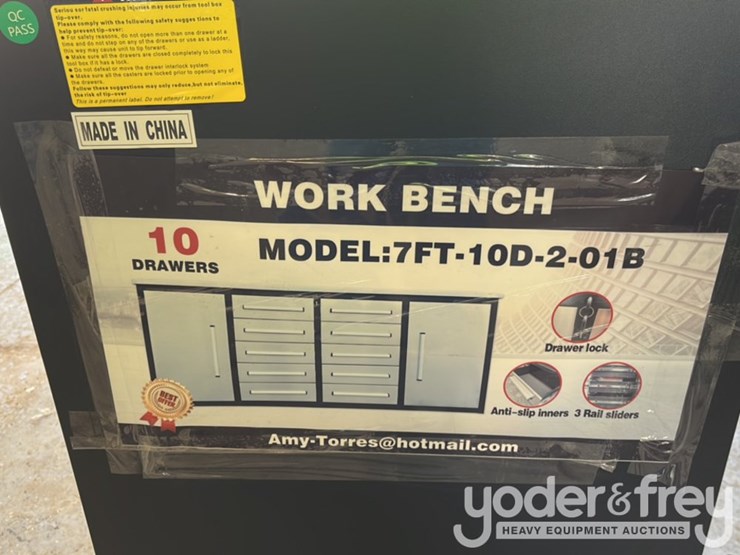 unused-7'-work-bench-c/w-10-drawers,-2-cabinets,-lock,-anti-slip-inners,-3-rail-sliding,-stainless-steel-image-6