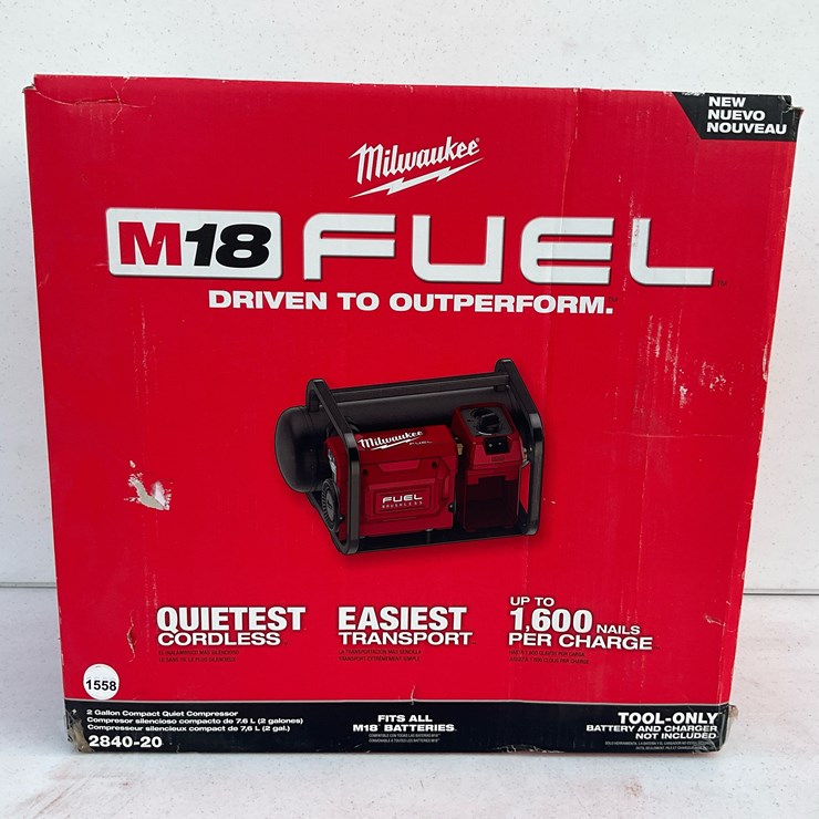 #1558 • Milwaukee M18 FUEL™ 2 Gallon Compact Quiet Compressor