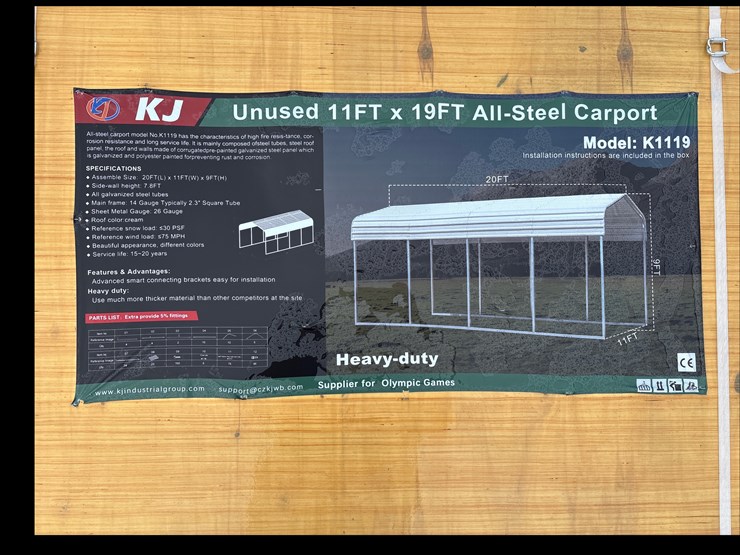 #6855-•-11ft-x-19ft-single-steel-carport-(new)-image-2
