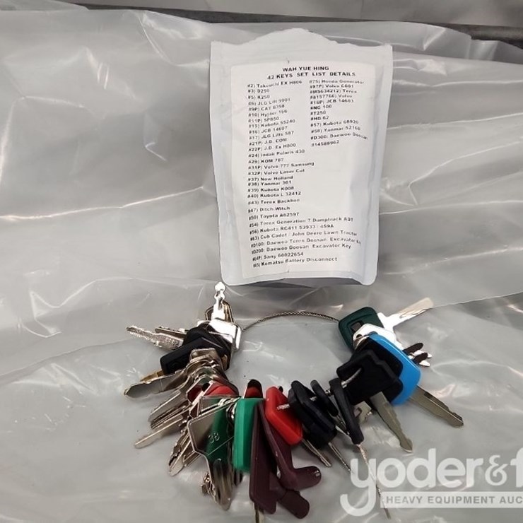 Unused 42 Heavy Construction Equipment Master Keys Set to suit CAT, Bobcat, JD, Case, JLG, JCB, Volvo, Hyster, Ford New Holland, Yanmar, Takeuchi, Kubota, Komatsu, Toyota, Hitachi and more