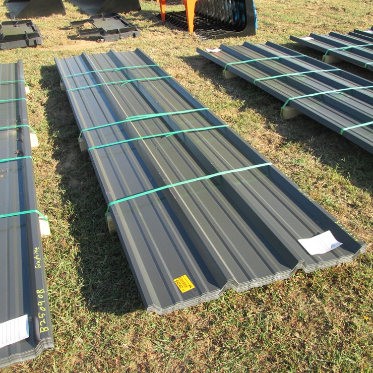 #2084 • Lot of (50) 3’ x 12' 28ga Graphite Color VM Painted Metal Roofing Panels Inv# 29389