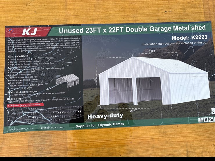 #6852-•-23ft-x-22ft-double-garage-metal-shed-(new)-image-2