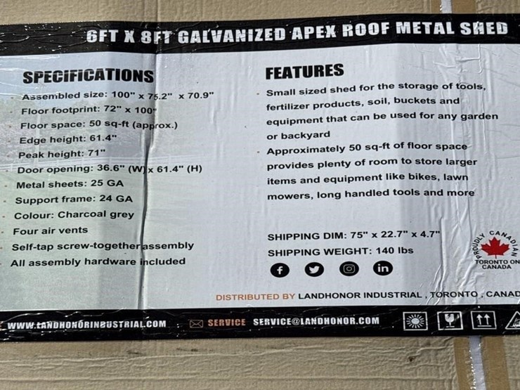 landhonor-6‘-x-8‘-galvanized-apex-roof-metal-shed-image-3