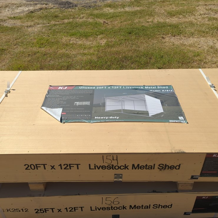 NEW ALLMETAL K1912 20FT. X 12FT. METAL LIVESTOCK SHED NEW SUPPORT EQUIPMENT