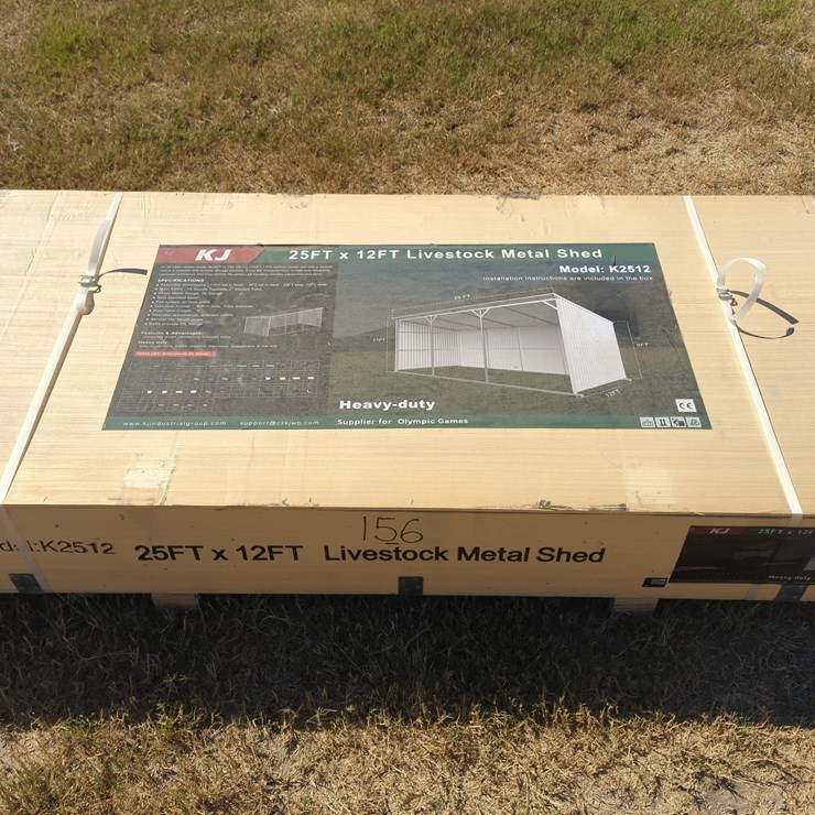 NEW ALLMETAL K2512 25FT. X 12FT. METAL LIVESTOCK SHED NEW SUPPORT EQUIPMENT