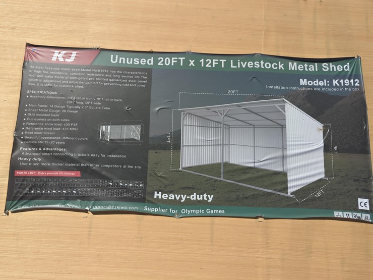 new-allmetal-k1912-20ft.-x-12ft.-metal-livestock-shed-new-support-equipment-image-2