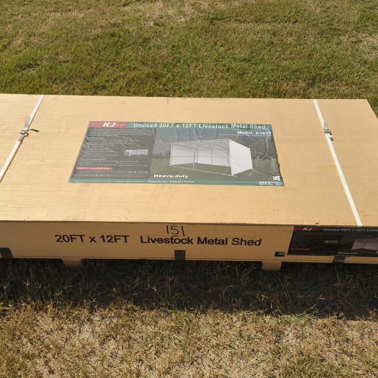 NEW ALLMETAL K1912 20FT. X 12FT. METAL LIVESTOCK SHED NEW SUPPORT EQUIPMENT