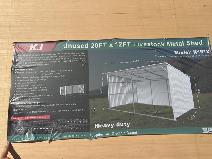 new-allmetal-k1912-20ft.-x-12ft.-metal-livestock-shed-new-support-equipment-image-2