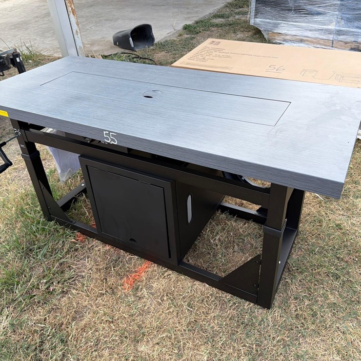 Fire Pit - 55" Adjustable Height Propane Fire Pit Table W/ Table Top Lid - COLOR : BROWN NEW SUPPORT EQUIPMENT