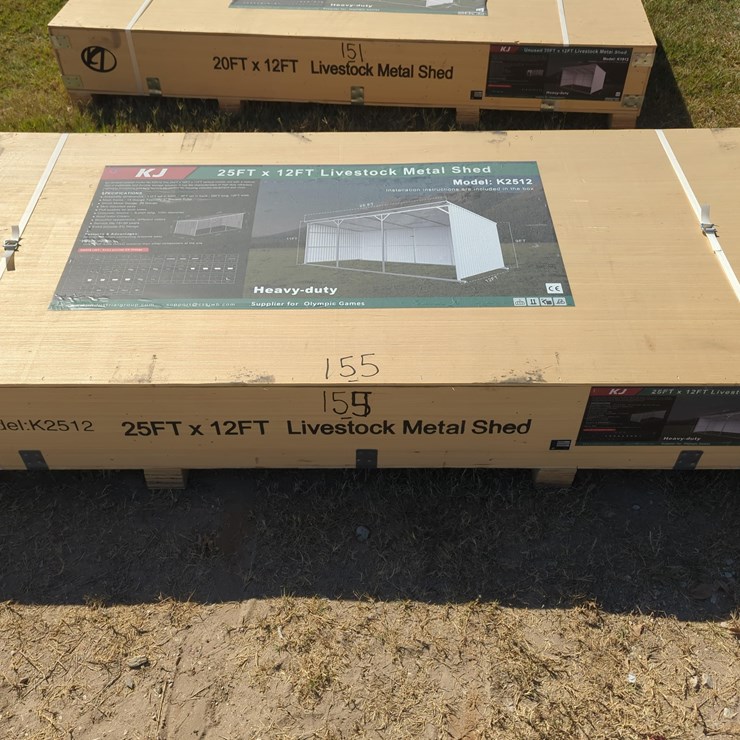 NEW ALLMETAL K2512 25FT. X 12FT. METAL LIVESTOCK SHED NEW SUPPORT EQUIPMENT